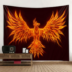 Tenture-murale-de-ph-nix-en-feu-oiseau-volant-rideau-de-couverture-d-coration-de-maison