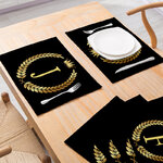 Napperon-en-lin-imprim-lettre-noir-et-or-table-manger-sous-verre-tampons-de-tasse-de