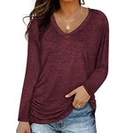 Sweat-shirt-l-ger-manches-longues-pour-femme-col-en-V-t-shirt-volants-Y