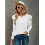T-Shirt-Manches-sulfet-Col-Rond-pour-Femme-Streetwear-Vintage-Solide-D-contract-la-Mode