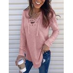Femmes-lacets-col-en-V-adt-PVD-d-contract-automne-manches-longues-pull-solide-KXFS-OM8735