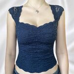 Y2K-Haut-court-en-dentelle-florale-bleue-Fairycore-pour-femme-vintage-des-ann-es-Y-90