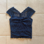 Y2K-Haut-court-en-dentelle-florale-bleue-Fairycore-pour-femme-vintage-des-ann-es-Y-90