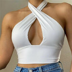 T-Shirts-col-en-V-crois-pour-femmes-licou-solide-pr-cieux-document-en-fibre-sexy