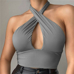 T-Shirts-col-en-V-crois-pour-femmes-licou-solide-pr-cieux-document-en-fibre-sexy