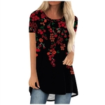 T-shirt-manches-courtes-pour-femmes-imprim-floral-3D-streetwear-vintage-tunique-t-shirts-grande-taille