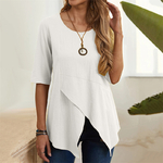 Pull-en-lin-de-coton-irr-gulier-pour-femme-tee-shirt-col-rond-coupe-couvertes-demi