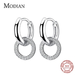 Modian-boucles-d-oreilles-cr-oles-scintillantes-breloque-la-mode-en-argent-Sterling-100-CZ-clair