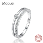 Modian-r-el-925-en-argent-Sterling-ligne-de-mode-clair-CZ-anneaux-pour-les-femmes