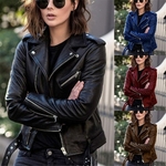 Blouson-classique-en-similicuir-femme-slim-court-de-marque-pour-motard-automne-hiver