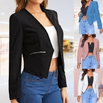 Femmes-Mode-Cardigan-Manches-sulfD-contract-Poche-Fermeture-clair-tremp-Veste-Printemps-Femme-Top-Automne-Professionnel
