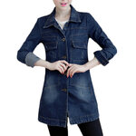 Veste-en-jean-cor-enne-pour-femme-manteau-de-base-long-mince-effiloch-bleu-marine-jean