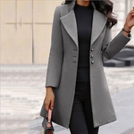 Blazer-long-en-laine-simple-boutonnage-pour-femme-manteau-slim-pour-femme-veste-revers-monochrome-imbib