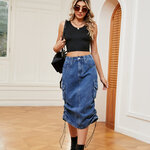 EndoraDore-Jupes-en-jean-pliss-es-pour-femmes-Jupes-longues-l-gantes-Jupes-vintage-d-contract
