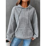 Sweat-shirt-Manches-sulfet-Col-Rond-pour-Femme-V-tement-Capuche-Couleur-Unie-Style-Gaufr-Collection