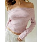 CHlearSTYLE-Pull-Slim-Manches-sulfet-Col-Slash-pour-Femme-V-tement-de-Printemps-et-Automne-avec