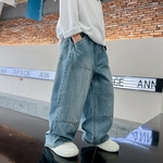 Jeans-cargo-jambes-larges-pour-gar-ons-pantalons-en-denim-pour-enfants-poches-adt-printemps-automne