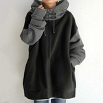 Sweat-capuche-patchwork-pour-femme-fermeture-clair-optique-fermeture-clair-fermeture-clair-poches-proximit-wstring