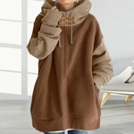 Sweat-capuche-patchwork-pour-femme-fermeture-clair-optique-fermeture-clair-fermeture-clair-poches-proximit-wstring