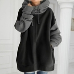 Sweat-capuche-patchwork-pour-femme-fermeture-clair-optique-fermeture-clair-fermeture-clair-poches-proximit-wstring