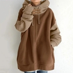 Sweat-capuche-patchwork-pour-femme-fermeture-clair-optique-fermeture-clair-fermeture-clair-poches-proximit-wstring