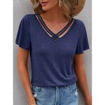 Chemises-d-contract-es-manches-courtes-pour-femmes-col-en-V-coupe-couvertes-coton-solide-chemises