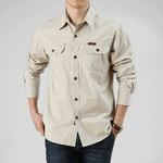 Chemise-Cargo-Manches-sulfpour-Homme-V-tement-en-100-Coton-Solide-Multi-Poches-de-Haute-Qualit