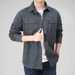 Chemise-Cargo-Manches-sulfpour-Homme-V-tement-en-100-Coton-Solide-Multi-Poches-de-Haute-Qualit