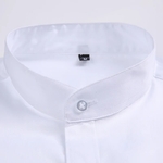 Hipster-Design-chemise-sans-col-pour-hommes-100-coton-doux-Slim-Fit-manches-longues-blanc-noir