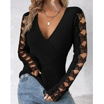Chemisiers-manches-longues-pour-femmes-motif-papillon-vider-haut-superpos-t-shirt-d-contract-pour-femme