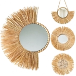 Miroir-suspendu-en-acrylique-de-Style-marocain-40CM-perles-en-bois-ornement-d-coratif-arri-re
