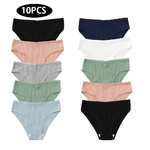 Culottes-100-coton-pour-femmes-sous-v-tements-confortables-et-sexy-slips-rayures-solides-cale-ons