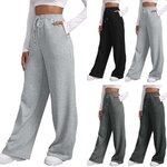 Pantalon-de-Yoga-Jambes-Larges-pour-Femme-V-tement-Confortable-Couleur-Unie-avec-Poches-la-Taille