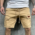Short-Cargo-de-couleur-unie-pour-hommes-short-d-contract-d-t-multi-poches-short-de