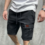 Short-Cargo-de-couleur-unie-pour-hommes-short-d-contract-d-t-multi-poches-short-de
