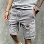 Short-Cargo-de-couleur-unie-pour-hommes-short-d-contract-d-t-multi-poches-short-de