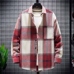 Chemise-Carreaux-Manches-sulfpour-Homme-Manteau-Col-Color-Style-Vintage-Japonais-Cardigan-Automne-et-Printemps