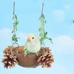 ConfronPerroquet-hamac-perchoir-oiseaux-avec-coquille-AMP-naturelle-accent-d-oiseau-pomme-de-pin-polym-res