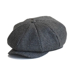 Casquette-de-livreur-en-Tweed-pour-hommes-Vintage-en-laine-noir-gris-Tweed-visi-re-plate