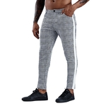 Pantalon-Slim-en-coton-pour-homme-Streetwear-gris-carreaux-rayures-lat-rales