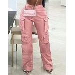 pantalon-cargo-rose-pour-femme-jambe-droite-monochrome-conception-multi-poches-taille-haute-cuir-pu-pantalon