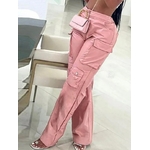 pantalon-cargo-rose-pour-femme-jambe-droite-monochrome-conception-multi-poches-taille-haute-cuir-pu-pantalon