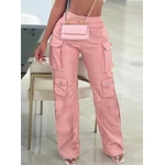 pantalon-cargo-rose-pour-femme-jambe-droite-monochrome-conception-multi-poches-taille-haute-cuir-pu-pantalon