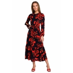 robe-noir-et-rouge-motif-floral-1