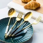 Service-de-table-en-c-ramique-5-pi-ces-fourchette-cuill-re-couteau-couverts-Vintage-en