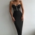 Robe-de-Soir-e-Sexy-et-Moulante-Mi-longue-sans-Bretelles-pour-Femmes-l-gante-Perl