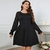 Della-Mel-Robe-courte-en-dentelle-manches-longues-et-col-rond-pour-femme-v-tement-de
