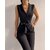 Barboteuse-lacets-col-en-V-pour-femmes-salopette-d-contract-e-mode-sexy-noir-l-gant