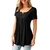 Tunique-pliss-e-manches-courtes-pour-femmes-T-shirt-adt-d-contract-bouton-de-document-solide