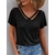 Chemises-d-contract-es-manches-courtes-pour-femmes-col-en-V-coupe-couvertes-coton-solide-chemises